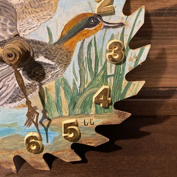 Custom Hand Painted Saw Blade Clock with Ducks Nature Scene - Picture 3 of 6